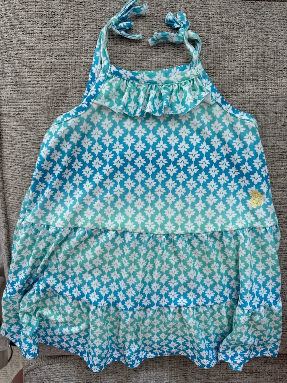 Tommy Bahama Blue and Aqua Floral Halter Dress - Girls